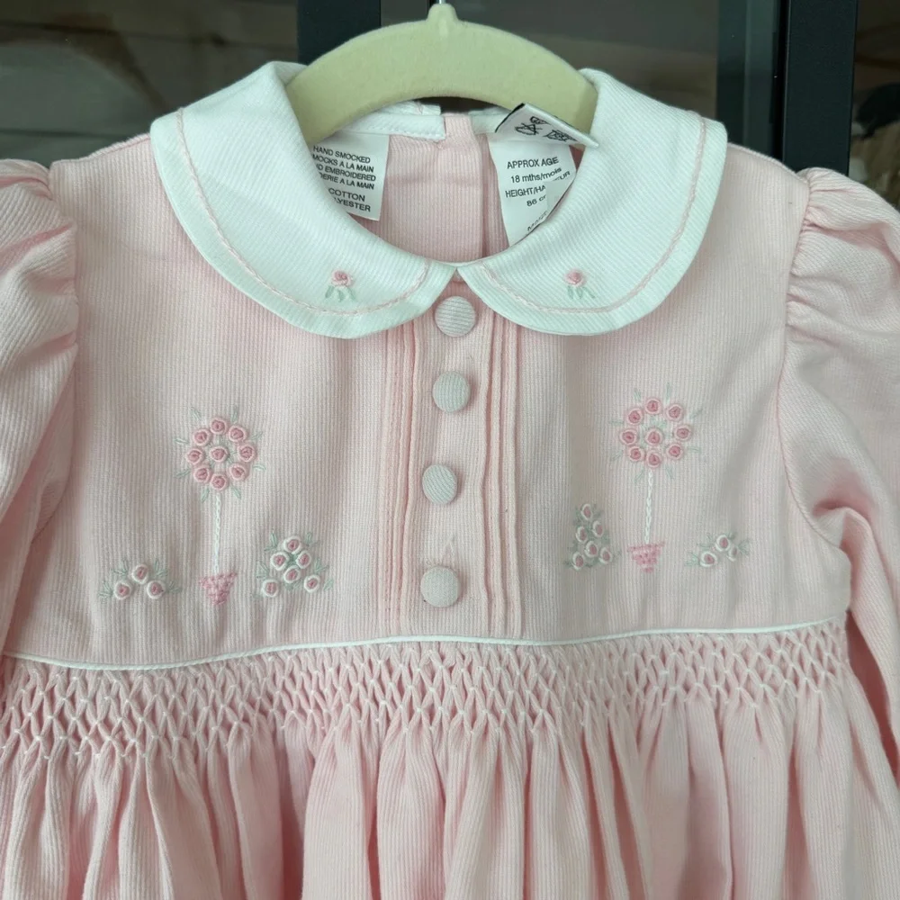 Vintage Sarah Louise dress classic embroidered collar long sleeve toddler roses